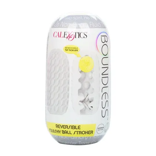 Masturbatore reversibile CalExotics grigio con pallina rimovibile e texture liscia e rigata.