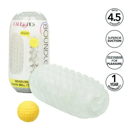Masturbatore reversibile CalExotics grigio con pallina rimovibile e texture liscia e rigata.