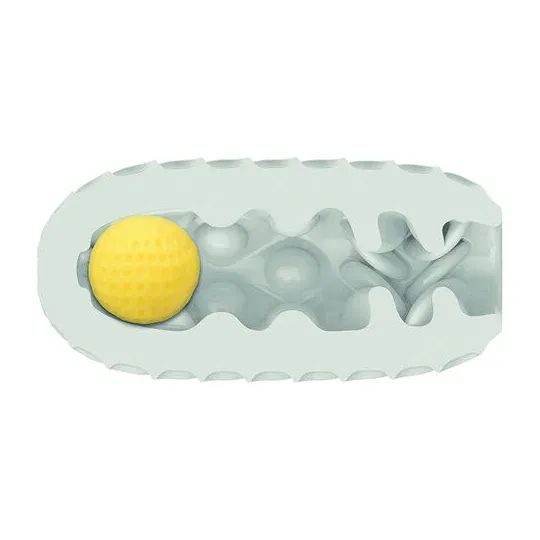 Masturbador reversible CalExotics gris con bola extraíble y texturas lisa y acanalada.