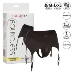 Harnais string Calexotics Boundless avec jarretière, noir, bretelles réglables, taille L/XL