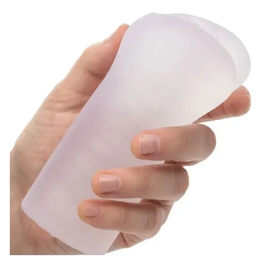 Clear vulva stroker CALEXOTICS in realistic Pure Skin material with closed end