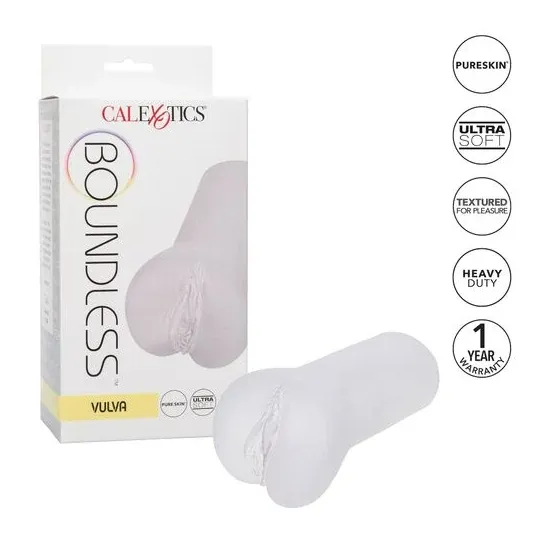 Clear vulva stroker CALEXOTICS in realistic Pure Skin material with closed end