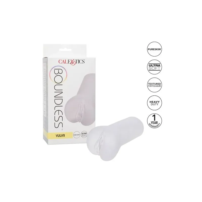 Clear vulva stroker CALEXOTICS in realistic Pure Skin material with closed end