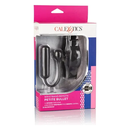 Bracelet télécommande et vibromasseur Bullet CALEXOTICS en silicone violet, ensemble discret