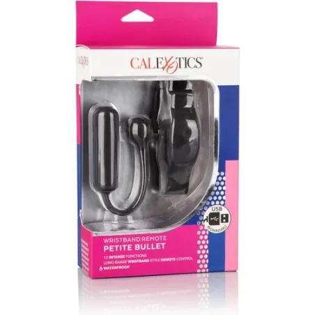 Bracelet télécommande et vibromasseur Bullet CALEXOTICS en silicone violet, ensemble discret