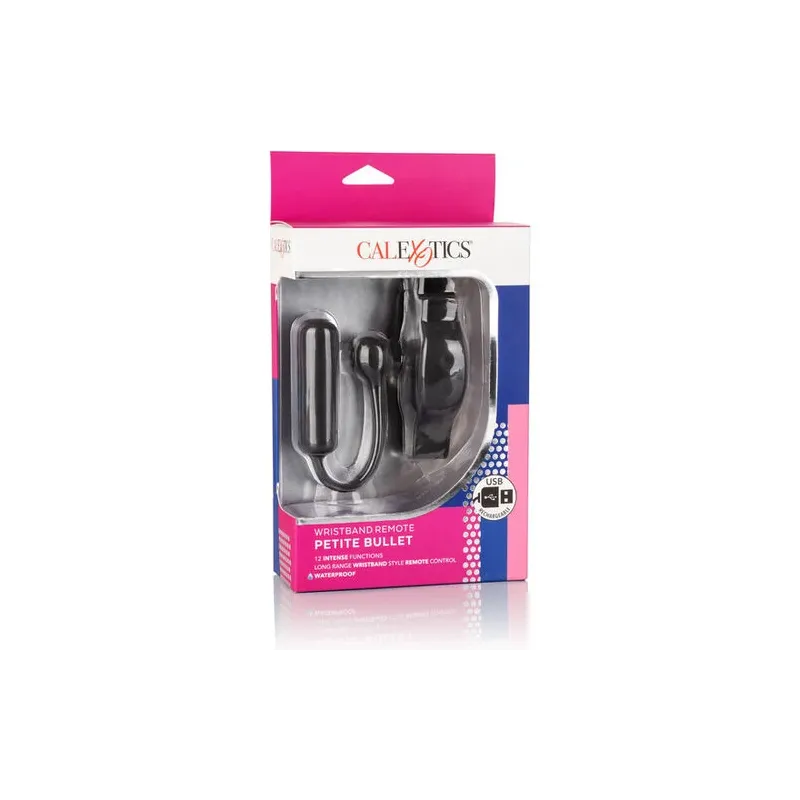 Bracelet télécommande et vibromasseur Bullet CALEXOTICS en silicone violet, ensemble discret