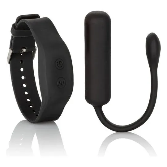 Bracelet télécommande et vibromasseur Bullet CALEXOTICS en silicone violet, ensemble discret
