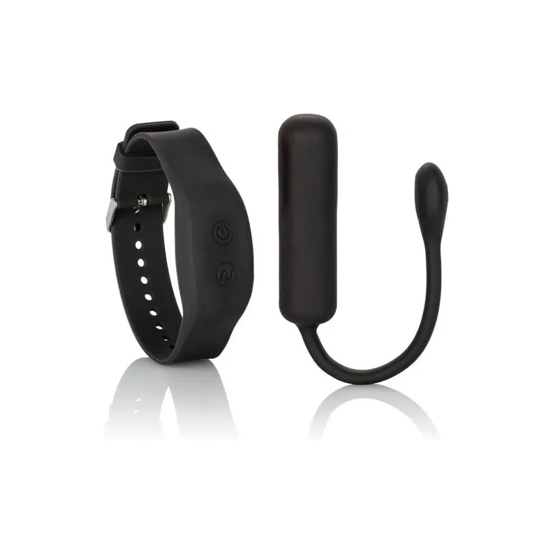 Bracelet télécommande et vibromasseur Bullet CALEXOTICS en silicone violet, ensemble discret
