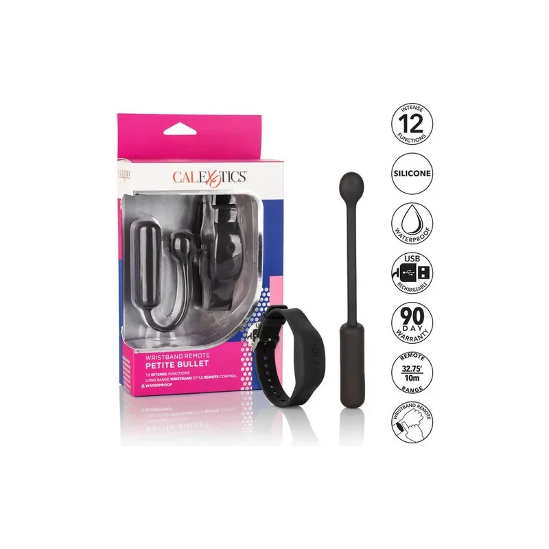 Bracelet télécommande et vibromasseur Bullet CALEXOTICS en silicone violet, ensemble discret