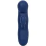 Masseur vibrant double moteur CALEXOTICS en silicone bleu, pointe incurvée pour stimulation du point G.