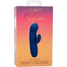 Masseur vibrant double moteur CALEXOTICS en silicone bleu, pointe incurvée pour stimulation du point G.