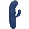 Masseur vibrant double moteur CALEXOTICS en silicone bleu, pointe incurvée pour stimulation du point G.