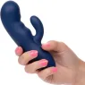 Masseur vibrant double moteur CALEXOTICS en silicone bleu, pointe incurvée pour stimulation du point G.