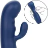Masseur vibrant double moteur CALEXOTICS en silicone bleu, pointe incurvée pour stimulation du point G.