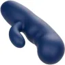 Masseur vibrant double moteur CALEXOTICS en silicone bleu, pointe incurvée pour stimulation du point G.