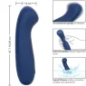 Masseur point G CALEXOTICS Cashmere Satin G en silicone liquide, couleur bleue, tête plate large pour stimulation précise