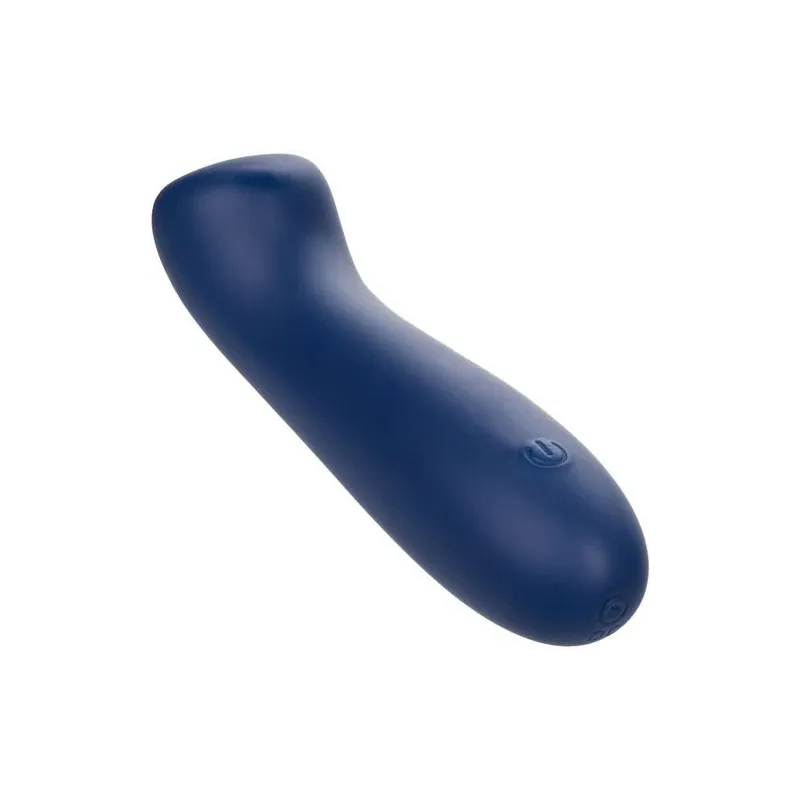 Masseur point G CALEXOTICS Cashmere Satin G en silicone liquide, couleur bleue, tête plate large pour stimulation précise