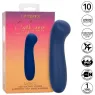 Masseur point G CALEXOTICS Cashmere Satin G en silicone liquide, couleur bleue, tête plate large pour stimulation précise