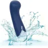 Masseur point G CALEXOTICS Cashmere Satin G en silicone liquide, couleur bleue, tête plate large pour stimulation précise