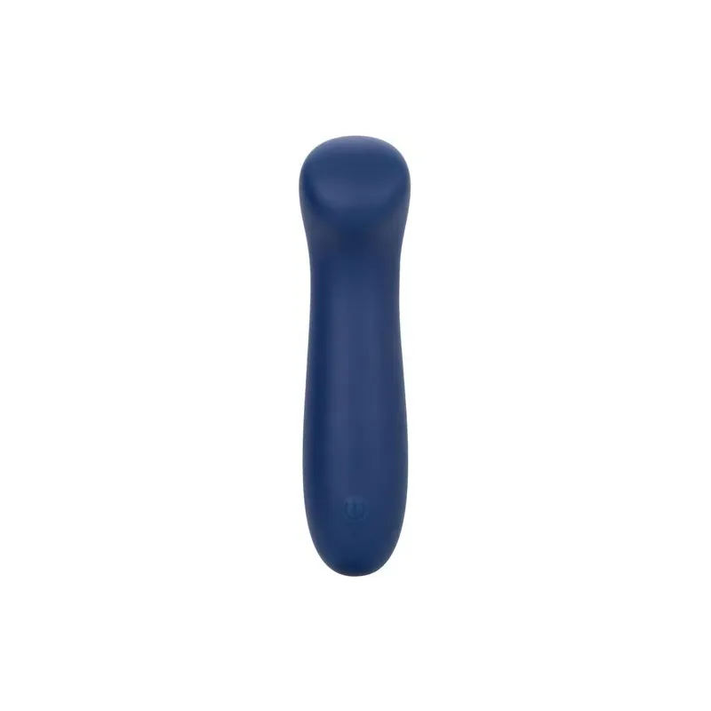 Masseur point G CALEXOTICS Cashmere Satin G en silicone liquide, couleur bleue, tête plate large pour stimulation précise