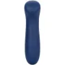Masseur point G CALEXOTICS Cashmere Satin G en silicone liquide, couleur bleue, tête plate large pour stimulation précise