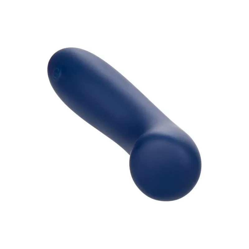 Masseur point G CALEXOTICS Cashmere Satin G en silicone liquide, couleur bleue, tête plate large pour stimulation précise