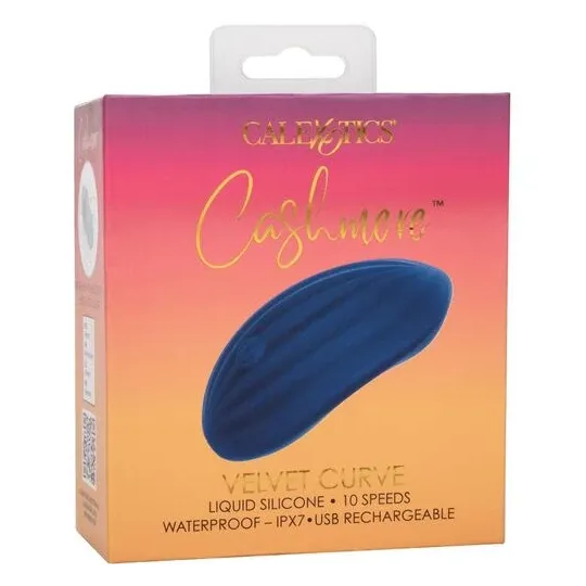 Calexotics Cashmere Velour Curve godet vibrant bleu en silicone avec 10 vitesses et mémoire