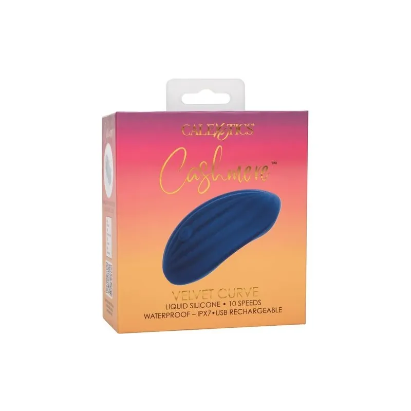 Calexotics Cashmere Velour Curve godet vibrant bleu en silicone avec 10 vitesses et mémoire