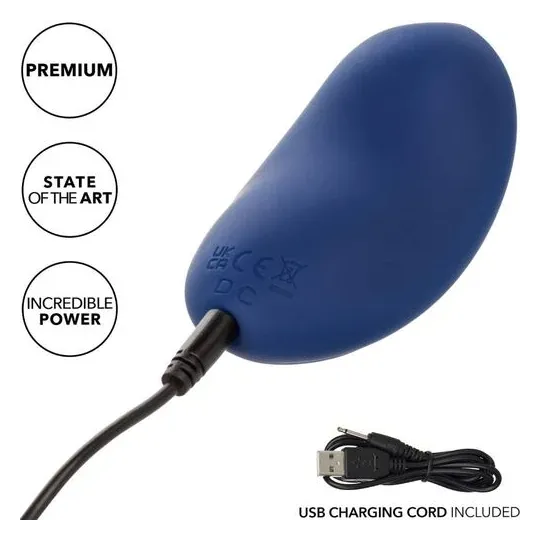 Calexotics Cashmere Velour Curve godet vibrant bleu en silicone avec 10 vitesses et mémoire