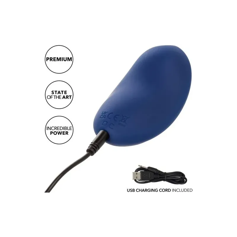 Calexotics Cashmere Velour Curve godet vibrant bleu en silicone avec 10 vitesses et mémoire