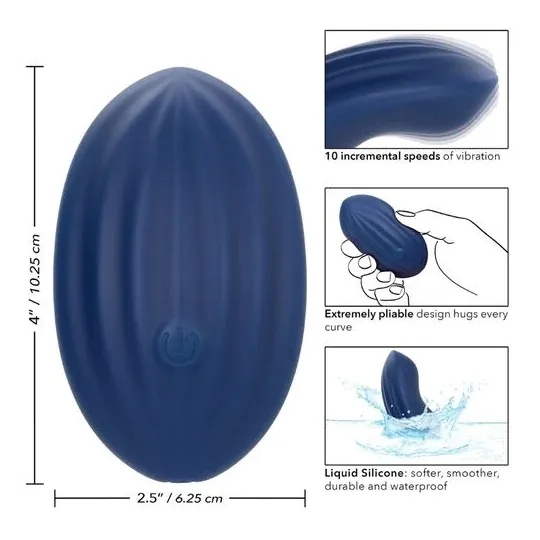 Calexotics Cashmere Velour Curve godet vibrant bleu en silicone avec 10 vitesses et mémoire