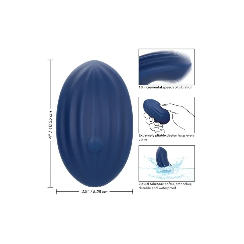 Calexotics Cashmere Velour Curve godet vibrant bleu en silicone avec 10 vitesses et mémoire