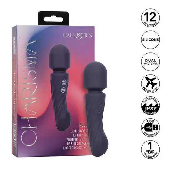 Masseur double moteur CALEXOTICS CHARISMA ALLURE violet silicone body-safe 12 fonctions vibrantes étanche IPX7