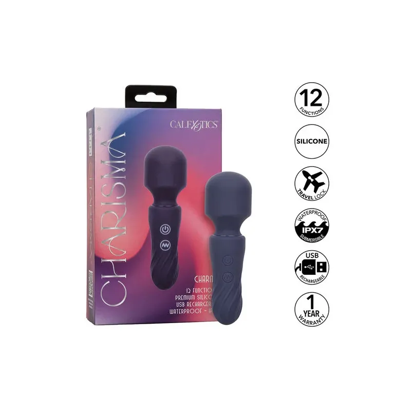 Masseur de voyage Calexotics Charm violet 12 fonctions recharge USB étanche tête flexible.