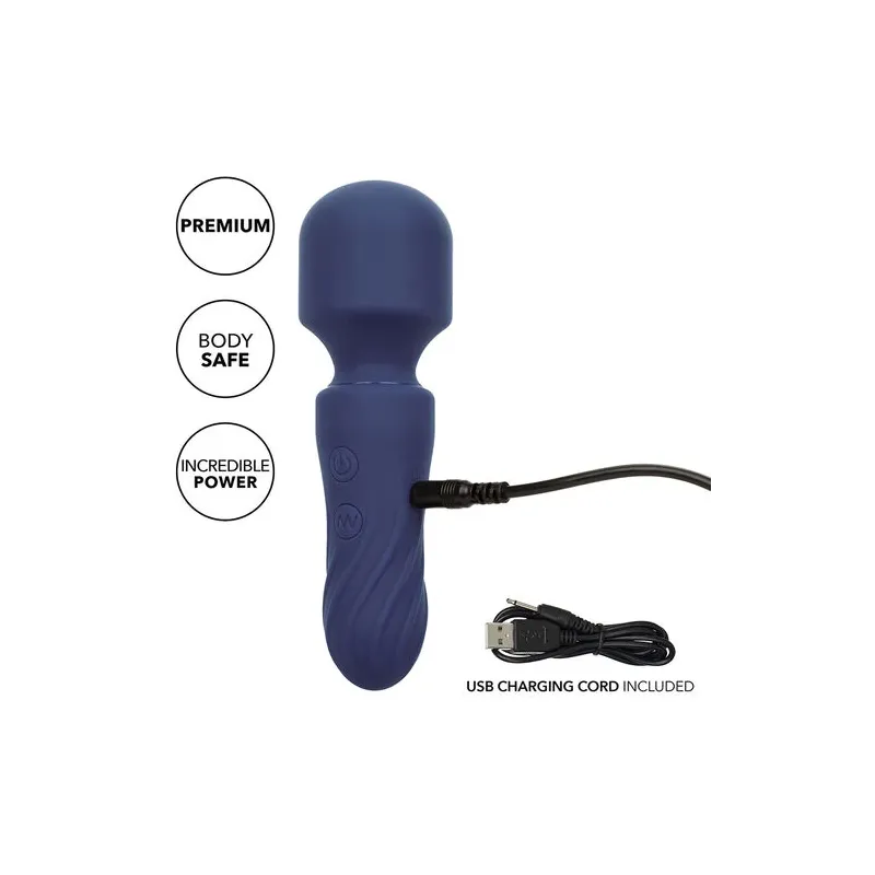 Travel massager Calexotics Charm purple 12 vibration modes USB rechargeable waterproof flexible head.