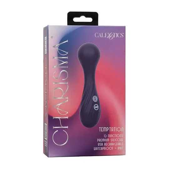 Masseur vibrant flexible CALEXOTICS violet avec 12 fonctions de vibrations, tête nervurée en silicone doux, étanche IPX7.