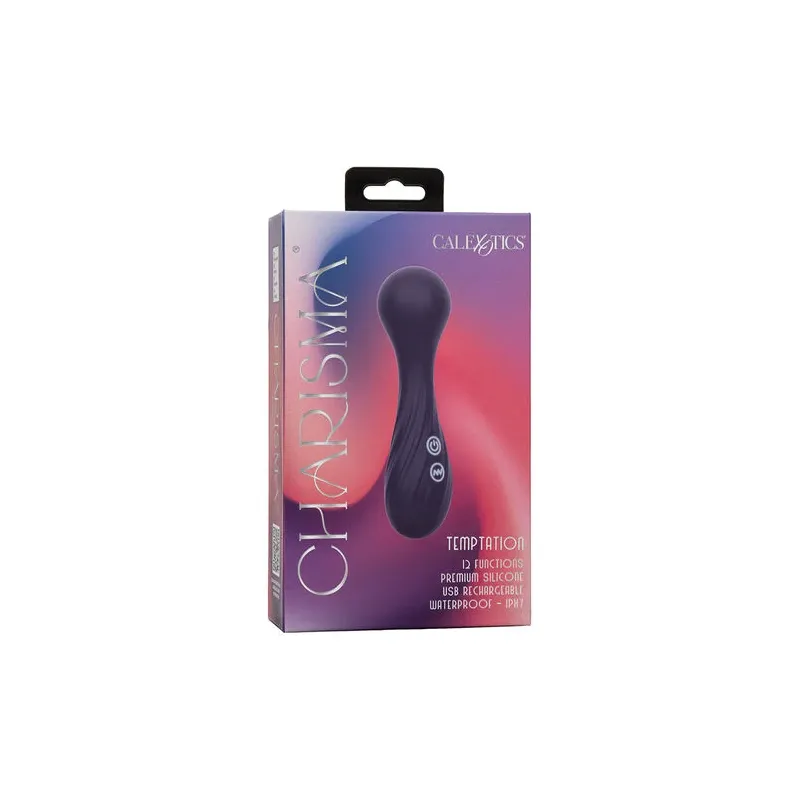 Masseur vibrant flexible CALEXOTICS violet avec 12 fonctions de vibrations, tête nervurée en silicone doux, étanche IPX7.