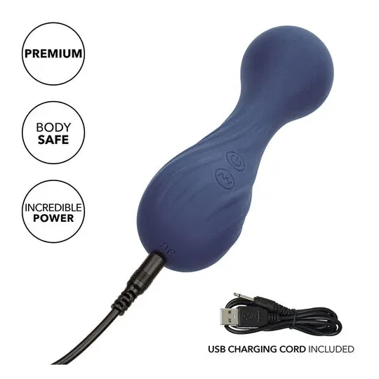 Masseur vibrant flexible CALEXOTICS violet avec 12 fonctions de vibrations, tête nervurée en silicone doux, étanche IPX7.