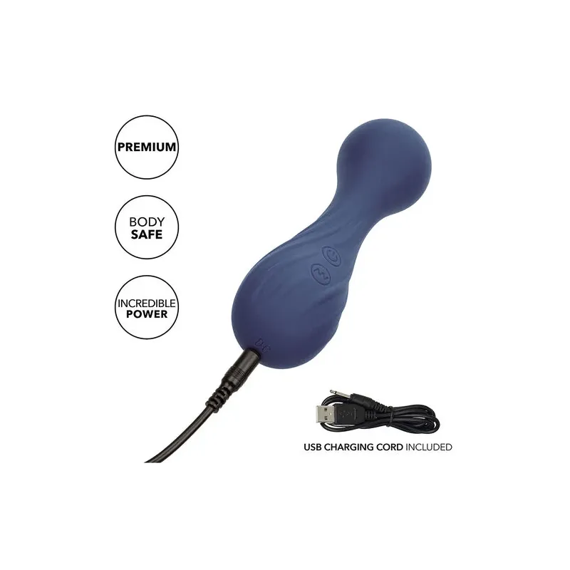 Masseur vibrant flexible CALEXOTICS violet avec 12 fonctions de vibrations, tête nervurée en silicone doux, étanche IPX7.
