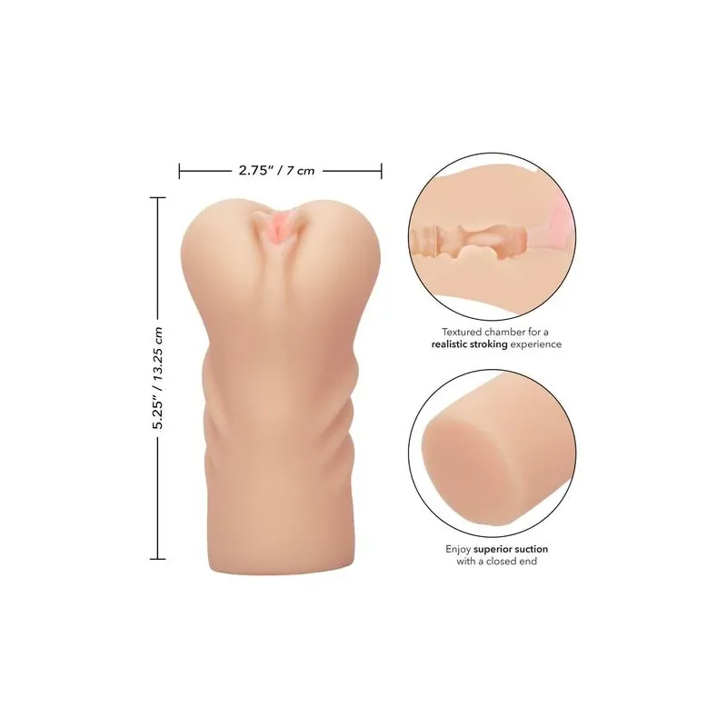 CalExotics male masturbator Pure Skin with intact hymen, internal textured chamber, closed end, flesh color, ultra soft for firs