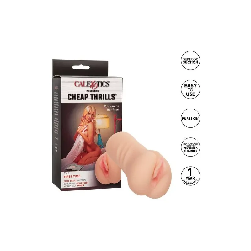 CalExotics male masturbator Pure Skin with intact hymen, internal textured chamber, closed end, flesh color, ultra soft for firs