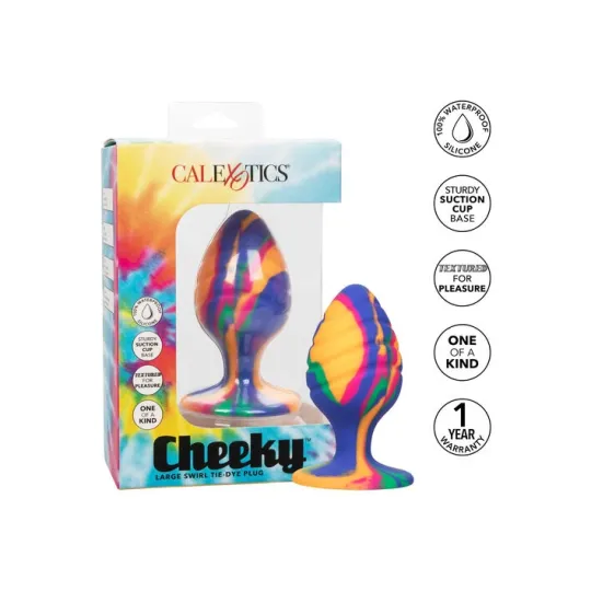 Calexotics plug anal progressif tie-dye multicolore avec base ventouse pour stimulation mains libres