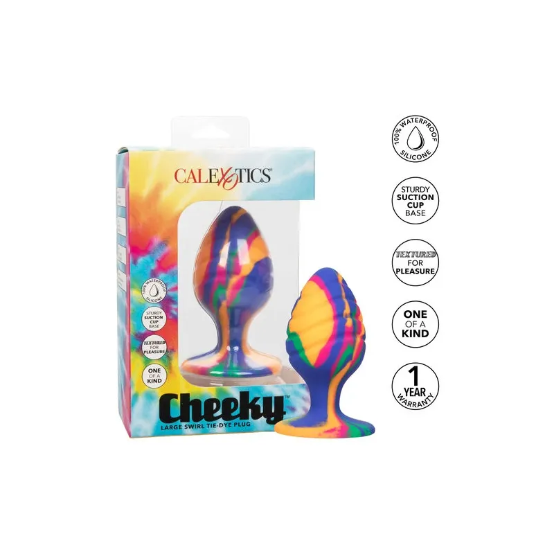 Calexotics plug anal progressif tie-dye multicolore avec base ventouse pour stimulation mains libres