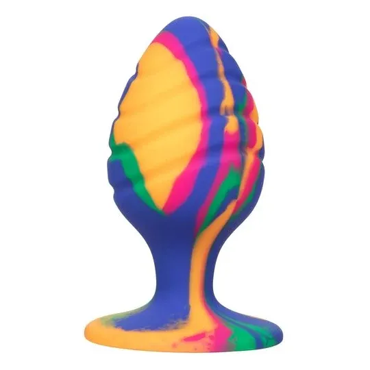 Calexotics plug anal progressif tie-dye multicolore avec base ventouse pour stimulation mains libres