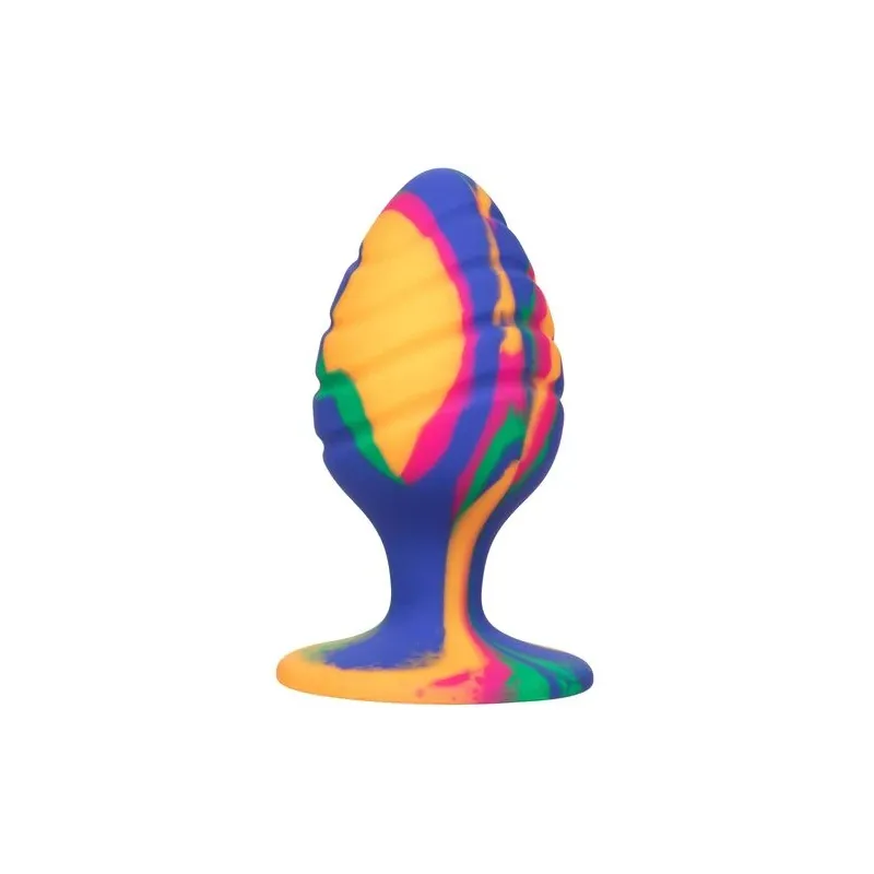 Calexotics plug anal progressif tie-dye multicolore avec base ventouse pour stimulation mains libres