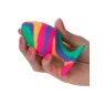 Grand plug anal progressif tie-dye Calexotics - vue d'ensemble du silicone psychédélique