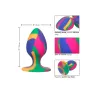 Calexotics plug anal moyen tie-dye avec ventouse, silicone coloré, motif psychédélique, pointe arrondie pour insertion progressi
