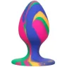 Calexotics plug anal moyen tie-dye avec ventouse, silicone coloré, motif psychédélique, pointe arrondie pour insertion progressi