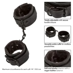 Entraves chevilles noires CALEXOTICS en cuir végétalien double rembourrage - vue d'ensemble