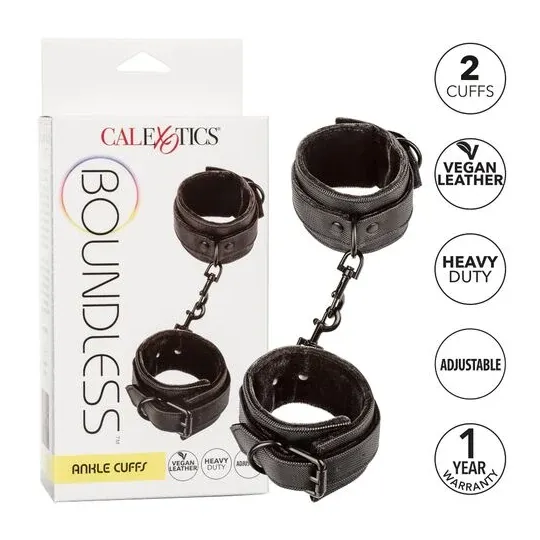 Entraves chevilles noires CALEXOTICS en cuir végétalien double rembourrage - vue d'ensemble